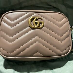 Authentic Gucci GG Marmont Matelasse Bag Mini Dusty Pink